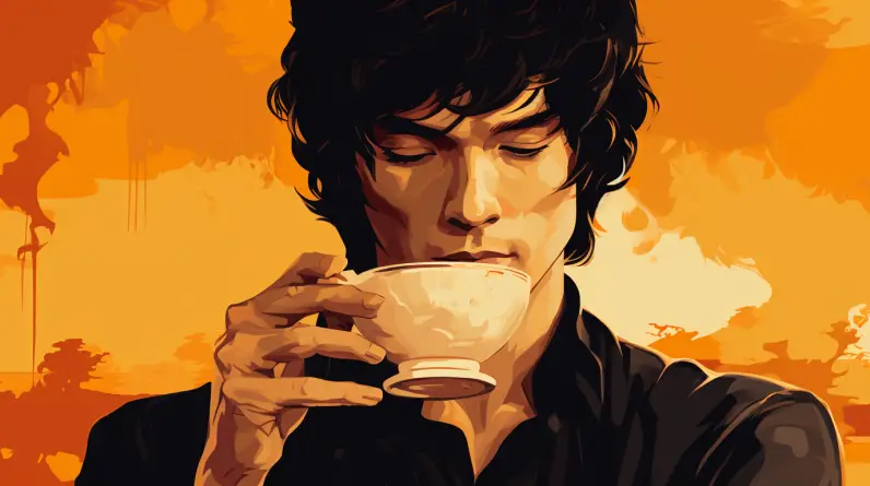 Bruce Lee Drinking Tea